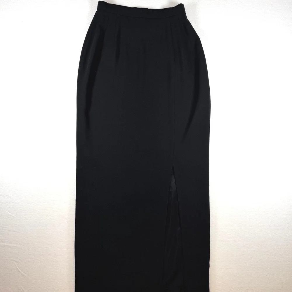 Adrianna Papell Evening Black Maxi Skirt Side‎ Slit Formal Petite 4P